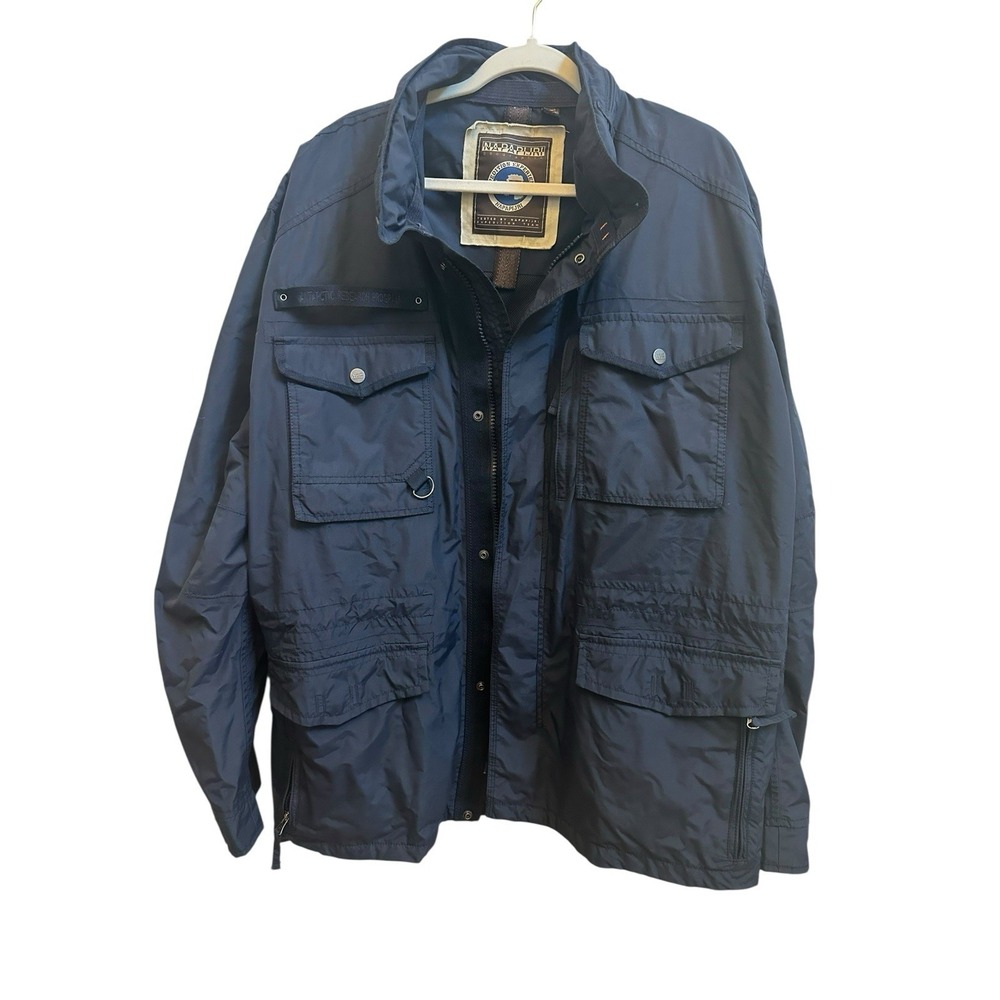 Napapijri Field Expedition Jacket Mens 3XL Antarctic Research Team Navy Zip Hood
